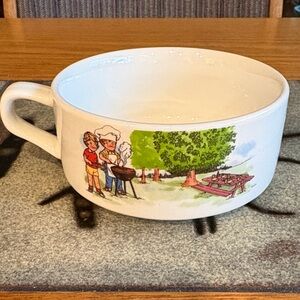 Charming White Ceramic Soup Bowl with Handle